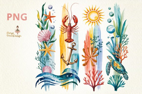 Download Ocean Brushstroke Summer Design PNG - Design Collection