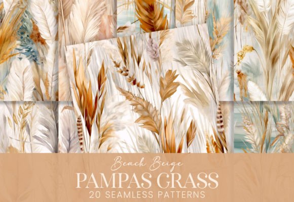 Download Pampas Grass Watercolor Beach Botanicals - Premium Bundle