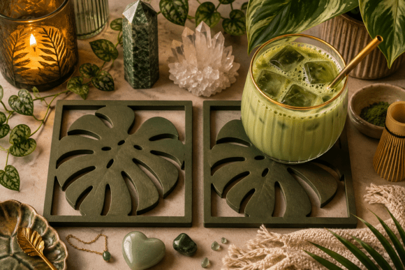 Download Hand Drawn Monstera Coaster STL 3D Print - Monstera Collection