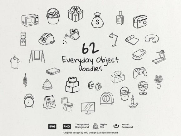 Download Everyday Object Doodles Clip Art Bundle - Clip art Collection